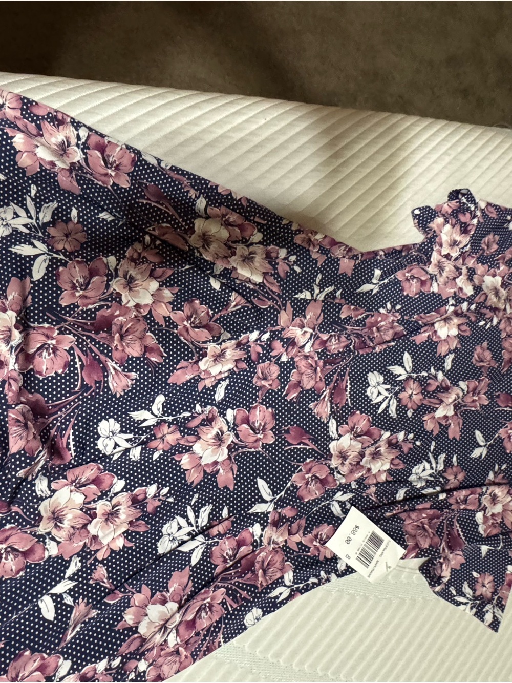 connected apparel Navy Floral Pink and White Print Dress